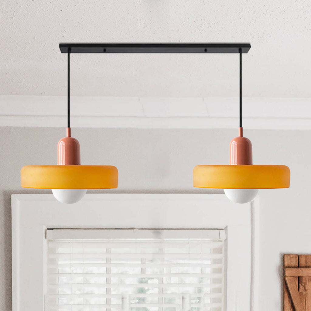 Double Glass Pendant Lamp – Retro Inspired Modern Dining Table Design