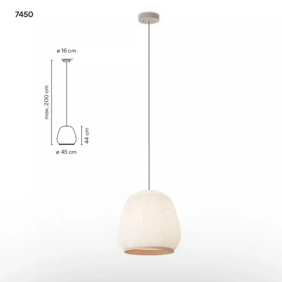 Japandi Ribbed Wood Pendant Light