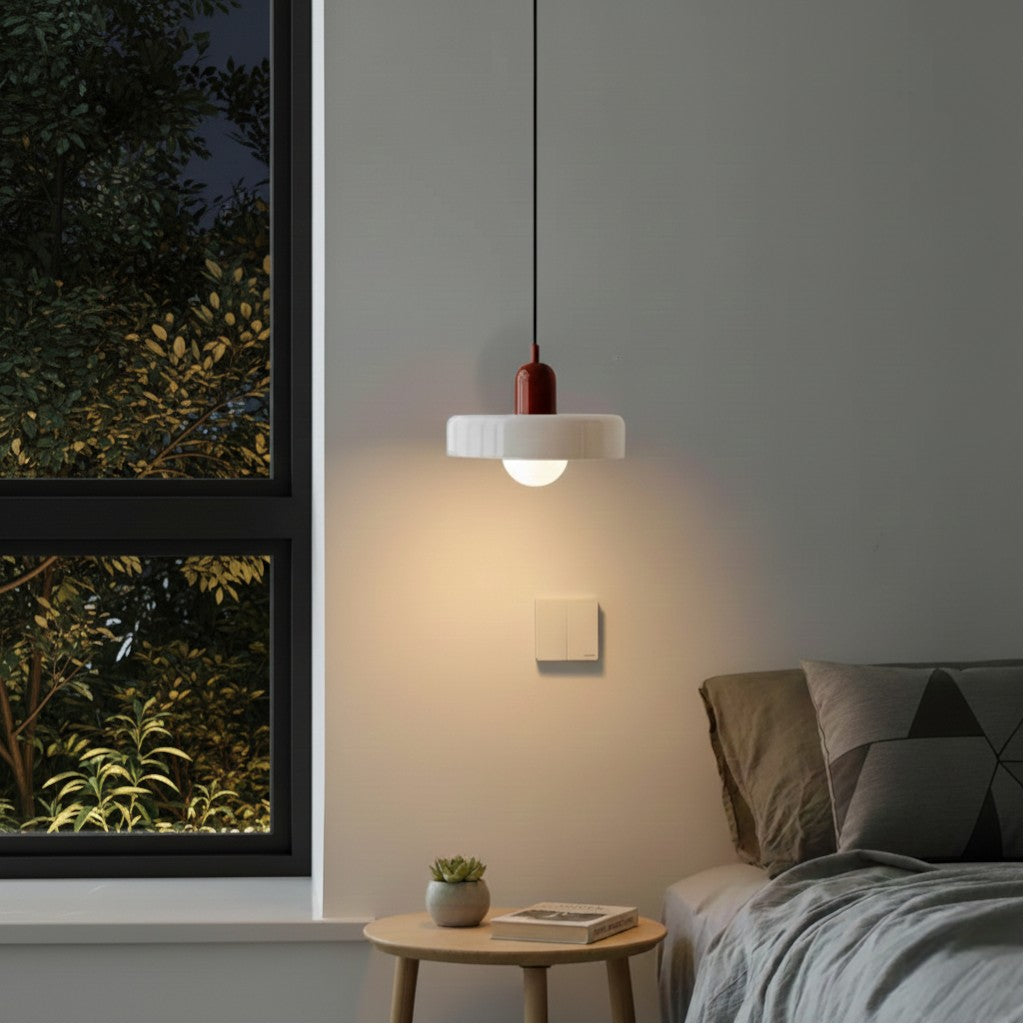 Bauhaus Colored Glass Pendant Lamp – Geometric Stacked Suspension Light