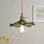 Vintage Floral Glass Pendant Light