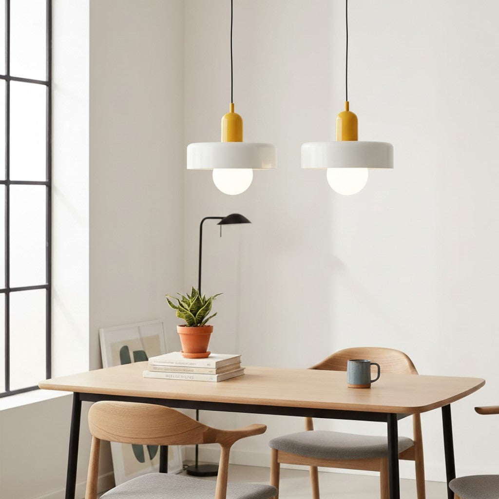 Bauhaus Colored Glass Pendant Lamp – Geometric Stacked Suspension Light
