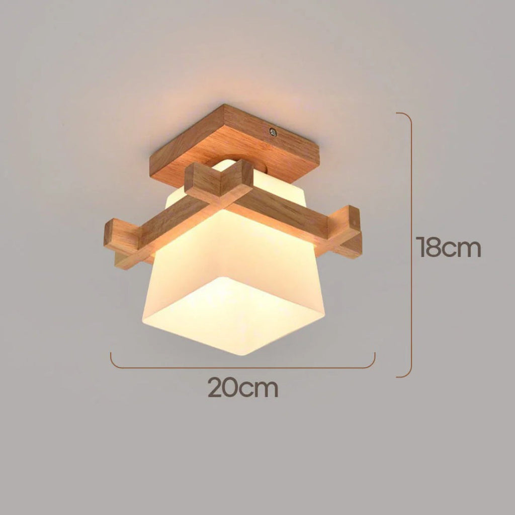 Japanese Wooden Square Ceiling Light