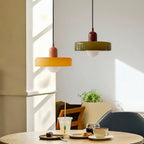 Bauhaus Colored Glass Pendant Lamp – Geometric Stacked Suspension Light