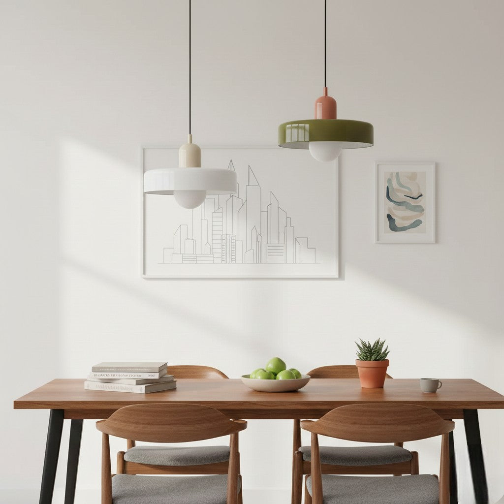 Bauhaus Colored Glass Pendant Lamp – Geometric Stacked Suspension Light