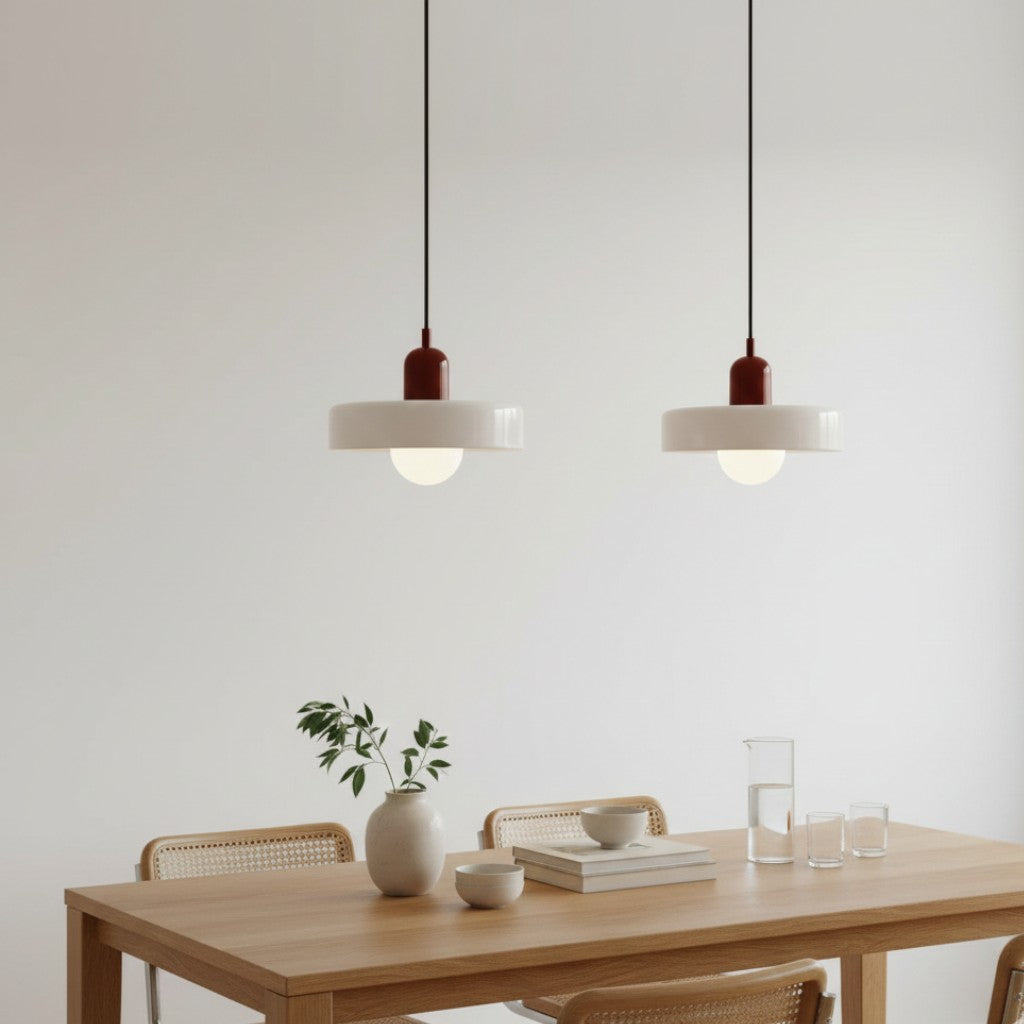 Bauhaus Colored Glass Pendant Lamp – Geometric Stacked Suspension Light