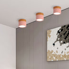 Wood And Metal Ceiling Lamp – Small Cylindrical Modern Accent Design