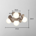LED Ceiling Light Metal Glass and Acrylic Branch Design | Nature Inspired Style | Modern Botanical Interior Lighting