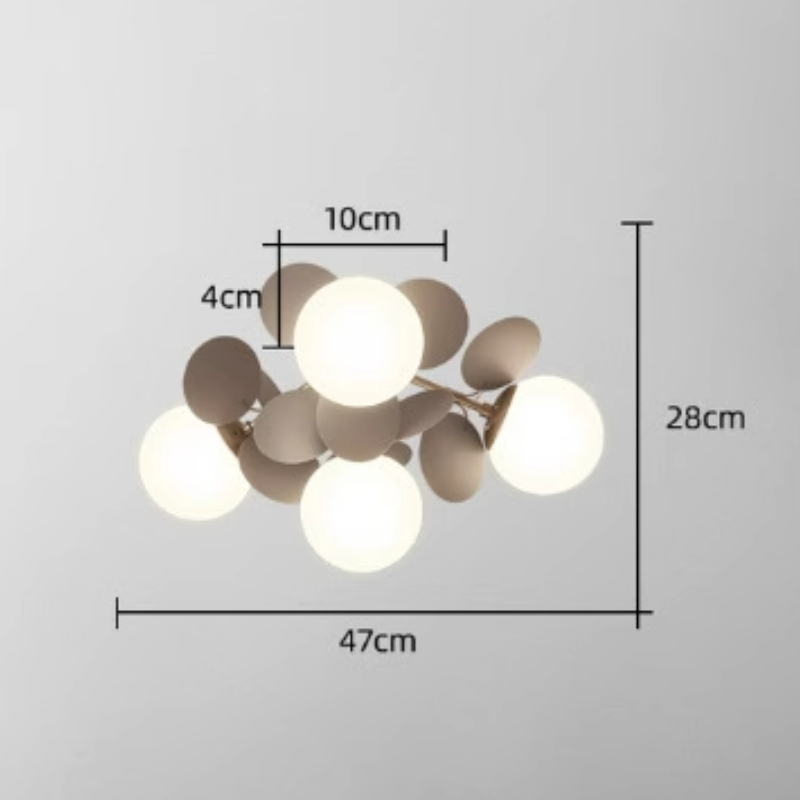 LED Ceiling Light Metal Glass and Acrylic Branch Design | Nature Inspired Style | Modern Botanical Interior Lighting