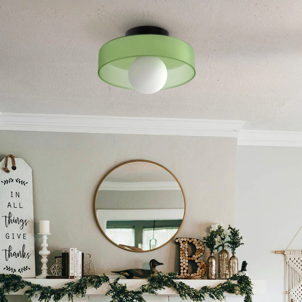 Round Metal Glass Light Fixture