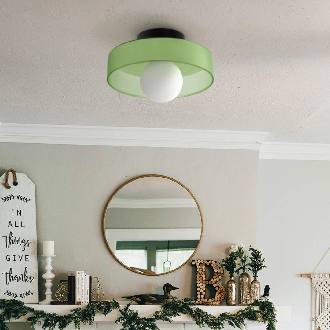 Round Metal Glass Light Fixture