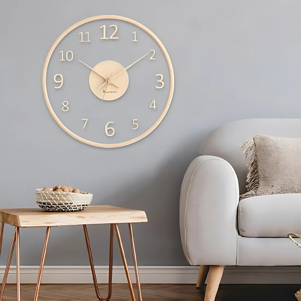 Minimalist Wooden Wall Clock Modern Silent Quartz Timepiece Scandinavian Home Decor