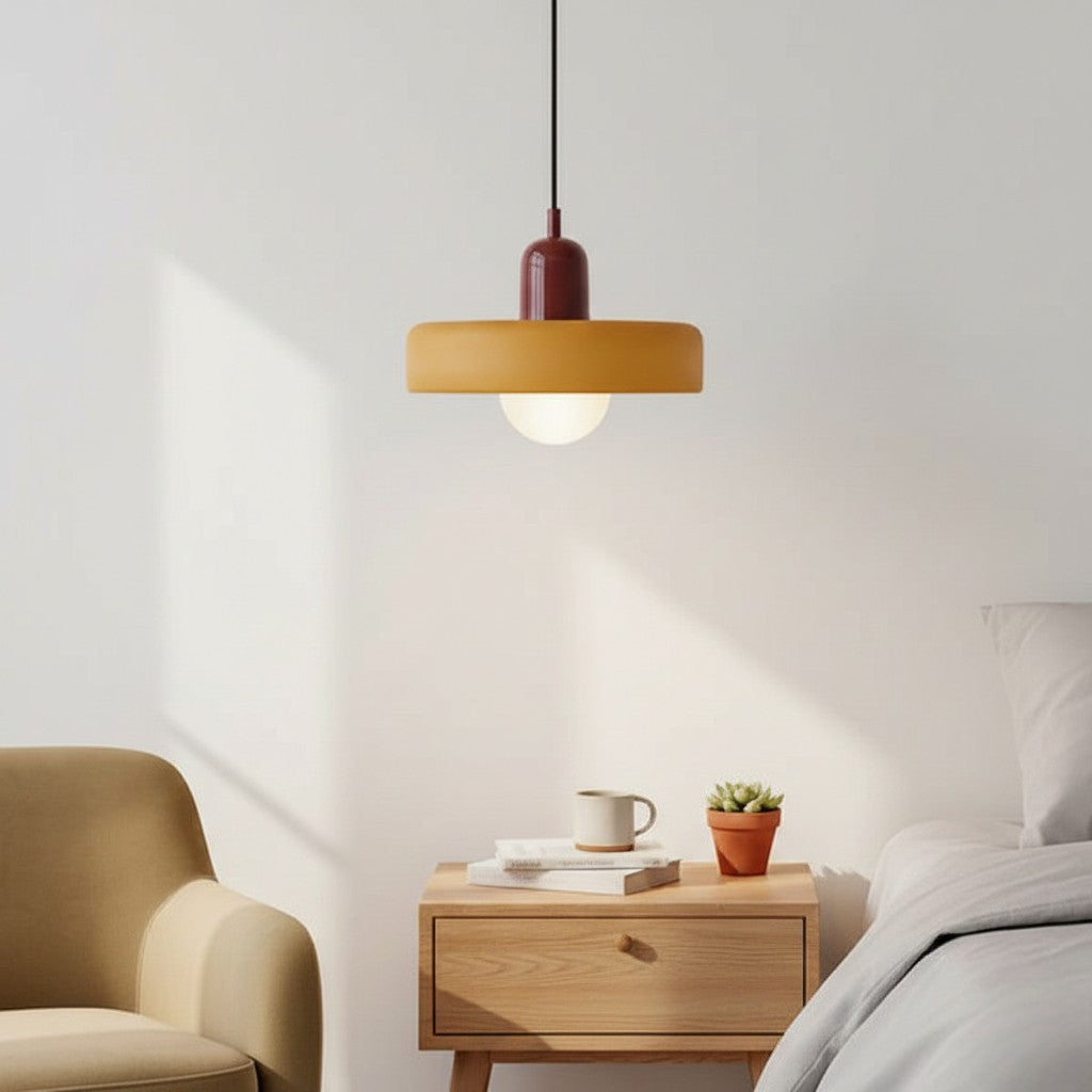 Bauhaus Colored Glass Pendant Lamp – Geometric Stacked Suspension Light