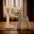 Handmade Wooden Dog & Owner Statue