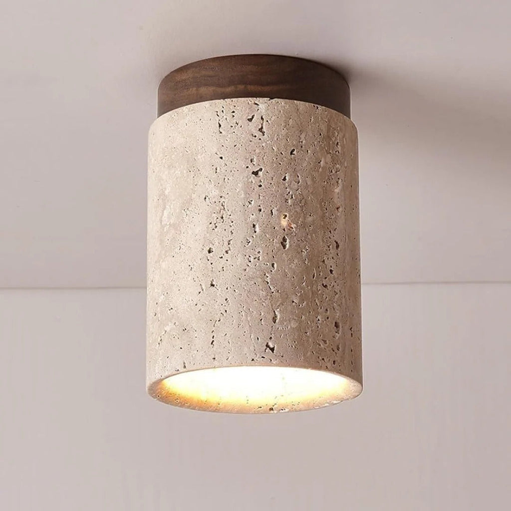 Travertine Wood Ceiling Light