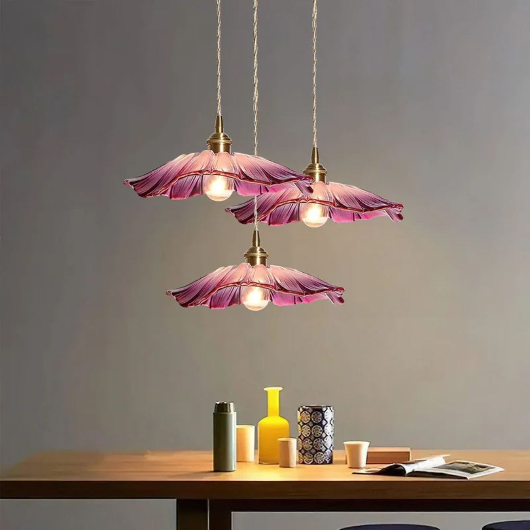 Retro Lotus Glass Pendant Lamp