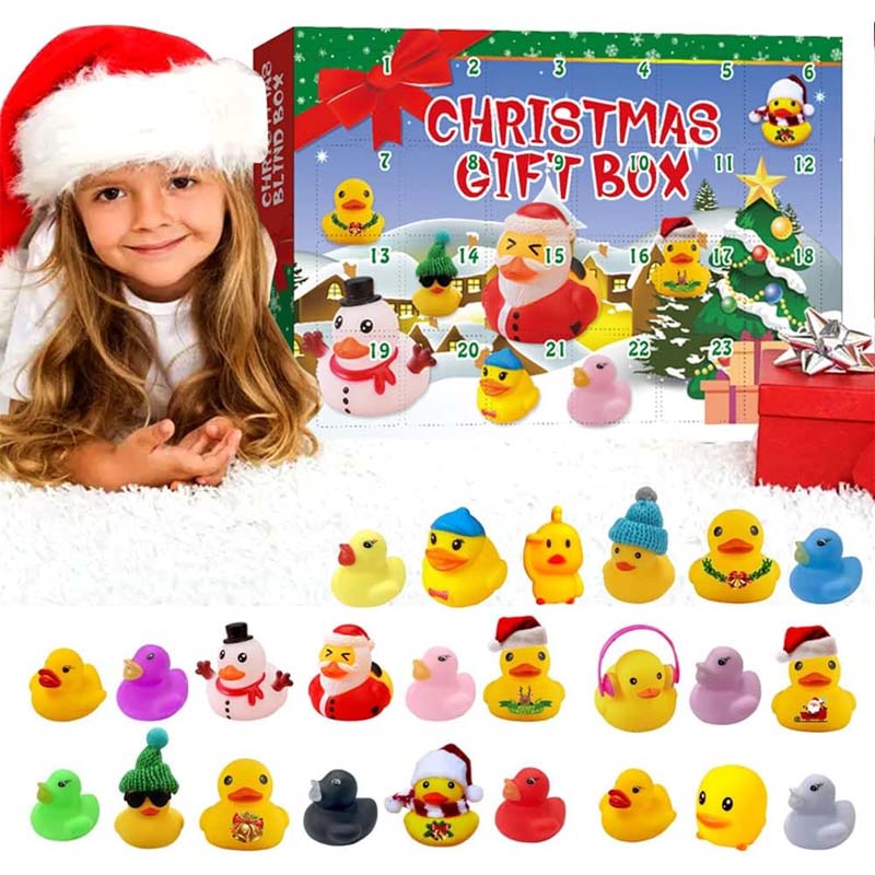 Rubber Duck Advent Calendar 2026 | 24 Day Christmas Countdown Toy Set for Kids - Holiday Themed Rubber Duckies Surprise Gift