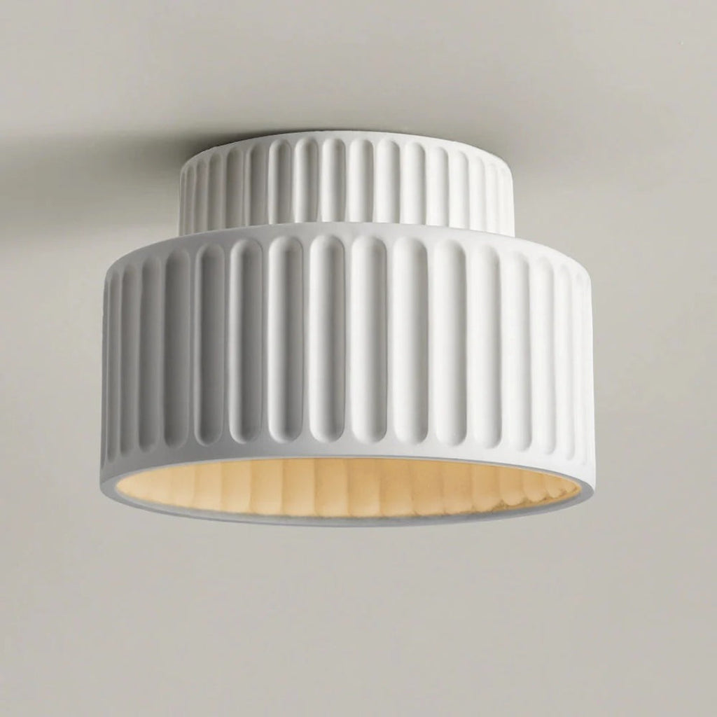 Minimalist Ribbed Ceramic Ceiling Light