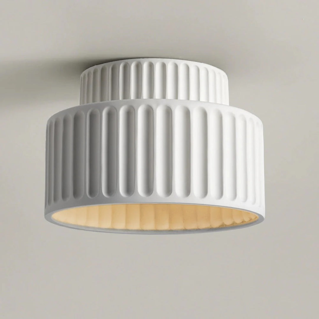 Minimalist Ribbed Ceramic Ceiling Light