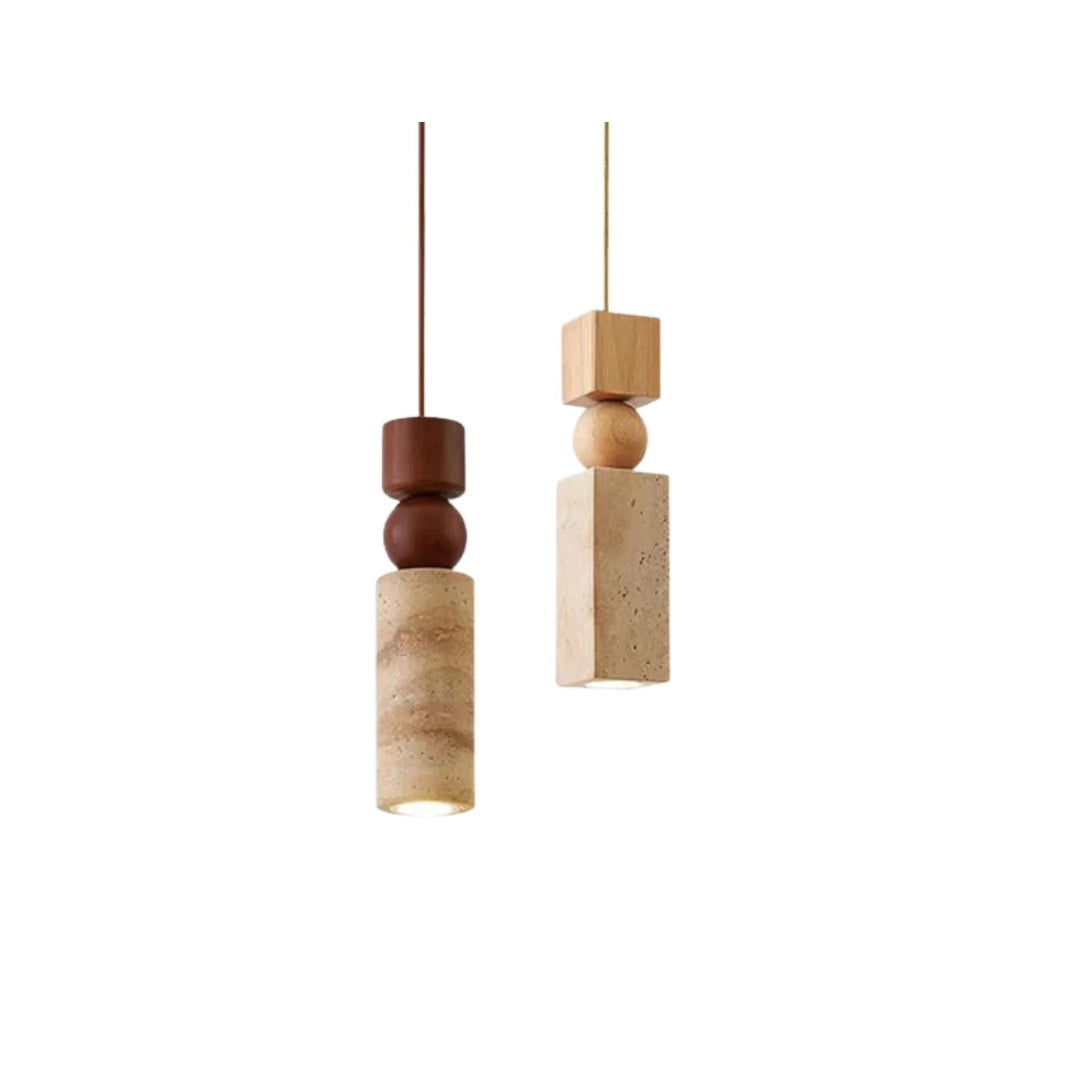 Travertine Wood Pendant Light