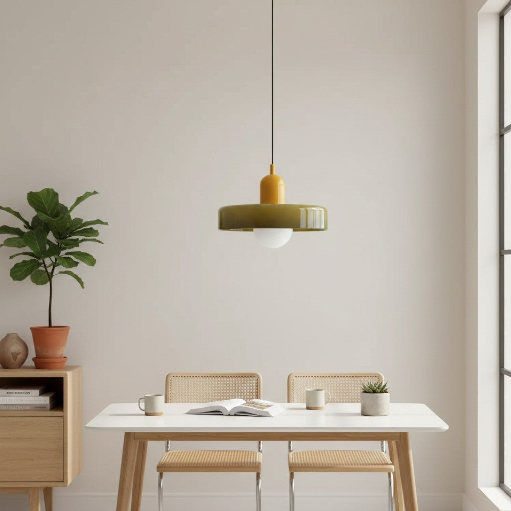 Bauhaus Colored Glass Pendant Lamp – Geometric Stacked Suspension Light