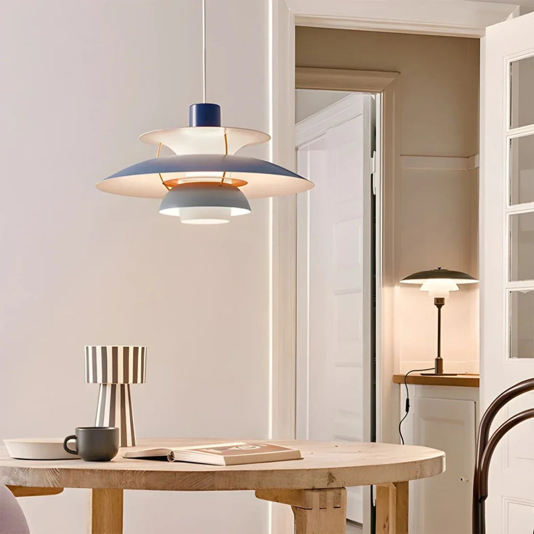 Contemporary Layered Metal Pendant Light