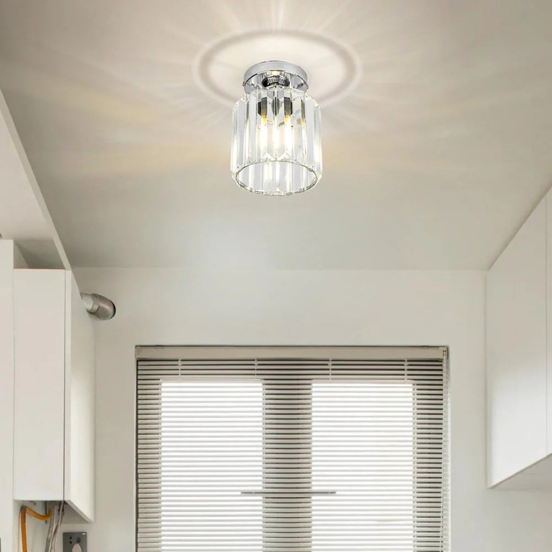 Crystal Metal Cube Ceiling Light