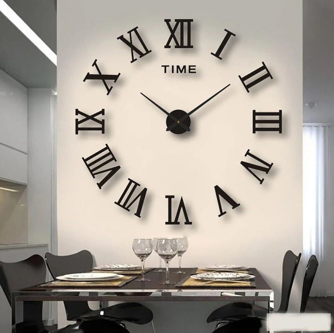 3D Wall Clock – Modern Roman Numeral Or Typographic Decorative Design