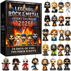 Rock Legends Advent Calendar 2026 | 24 Piece Music Icon Collectible Set with Rock Band Miniatures and Guitarist Figures