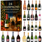 24 Day Champagne Advent Calendar 2026 - Decorative Mini Bottle Countdown Set - Festive Bar Cart Holiday Gift Box for Adults
