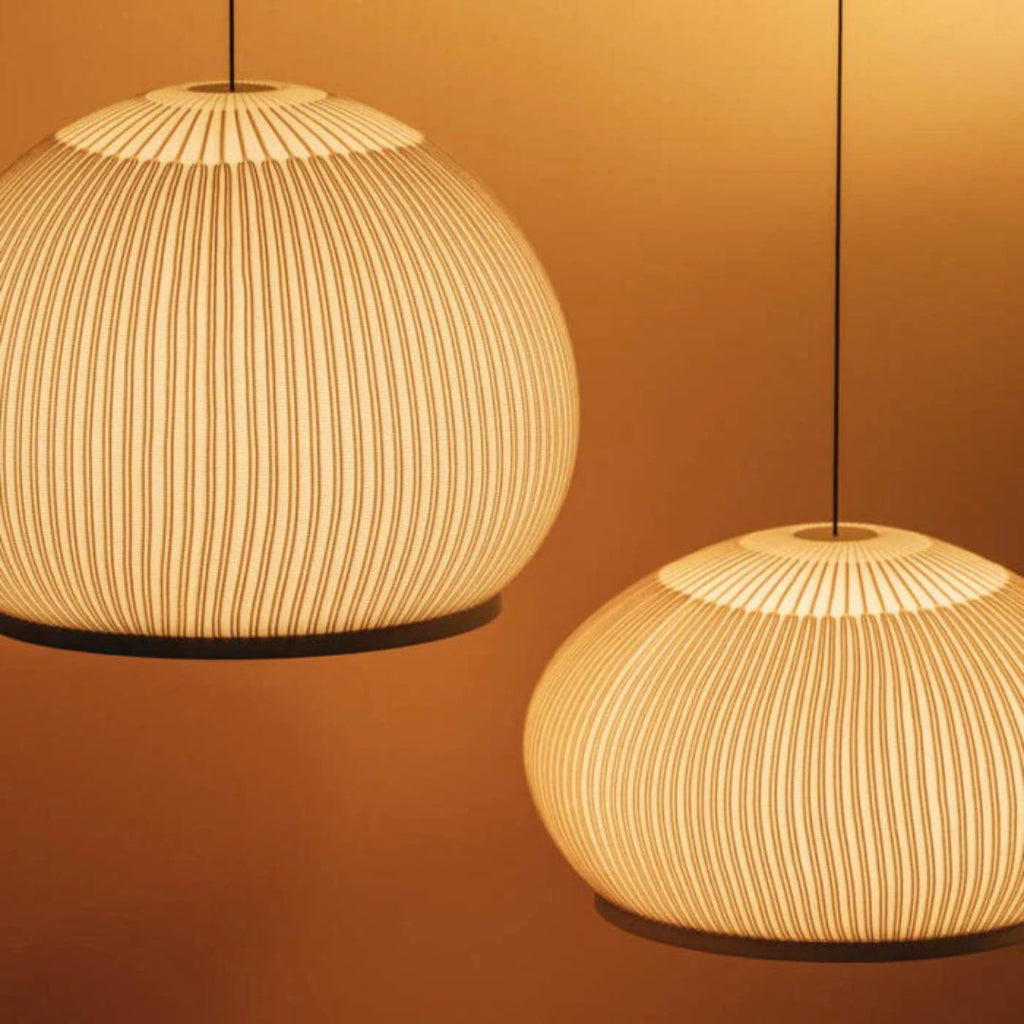 Japandi Ribbed Wood Pendant Light