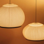 Japandi Ribbed Wood Pendant Light