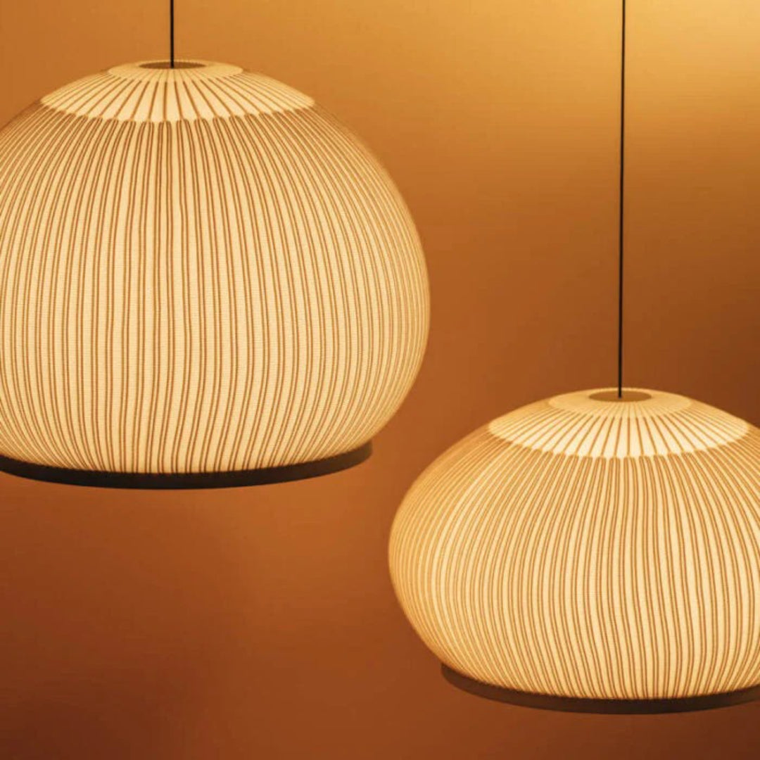 Japandi Ribbed Wood Pendant Light