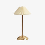 Table Lamp Brass Fabric | Scandinavian Modern Style | Cordless Rechargeable 2000mAh Battery | 3-Color Switch Ambient Glow