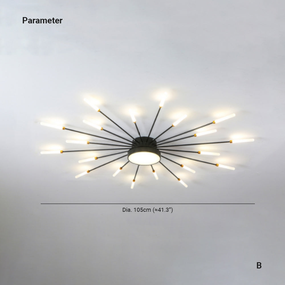 Wesley Plafonnier Feu d'Artifice Linéaire Moderne Noir/Doré - Neutralighting
