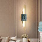 Drena Applique Murale Linéaire Moderne Marbre. Blanc/Vert/Or. Salon - Neutralighting