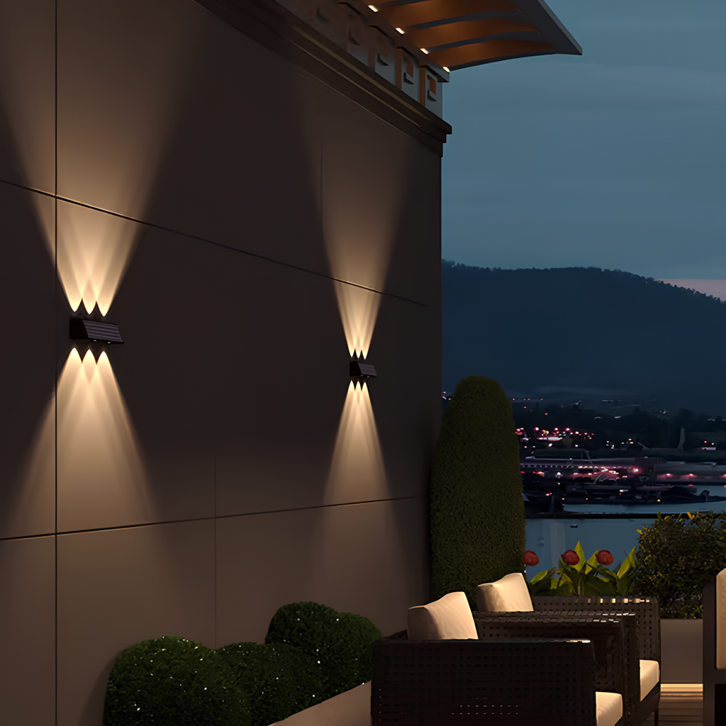 Solar LED Wall Light Aluminium | IP65 Waterproof | 10m Up and Down Lighting Distance for Garden and Outdoor Facades