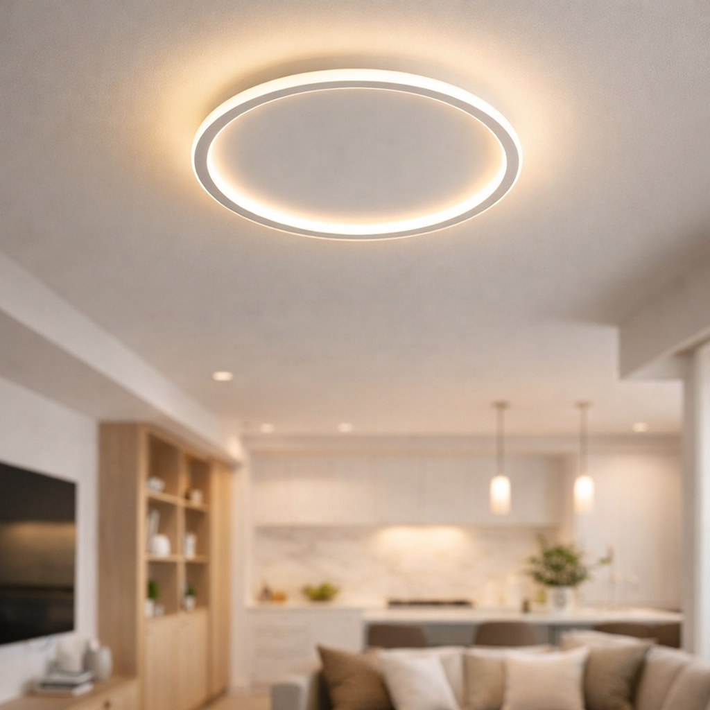 Frosted Glass Round Ceiling Lamp – Scandinavian Minimalist Soft Ambient Light