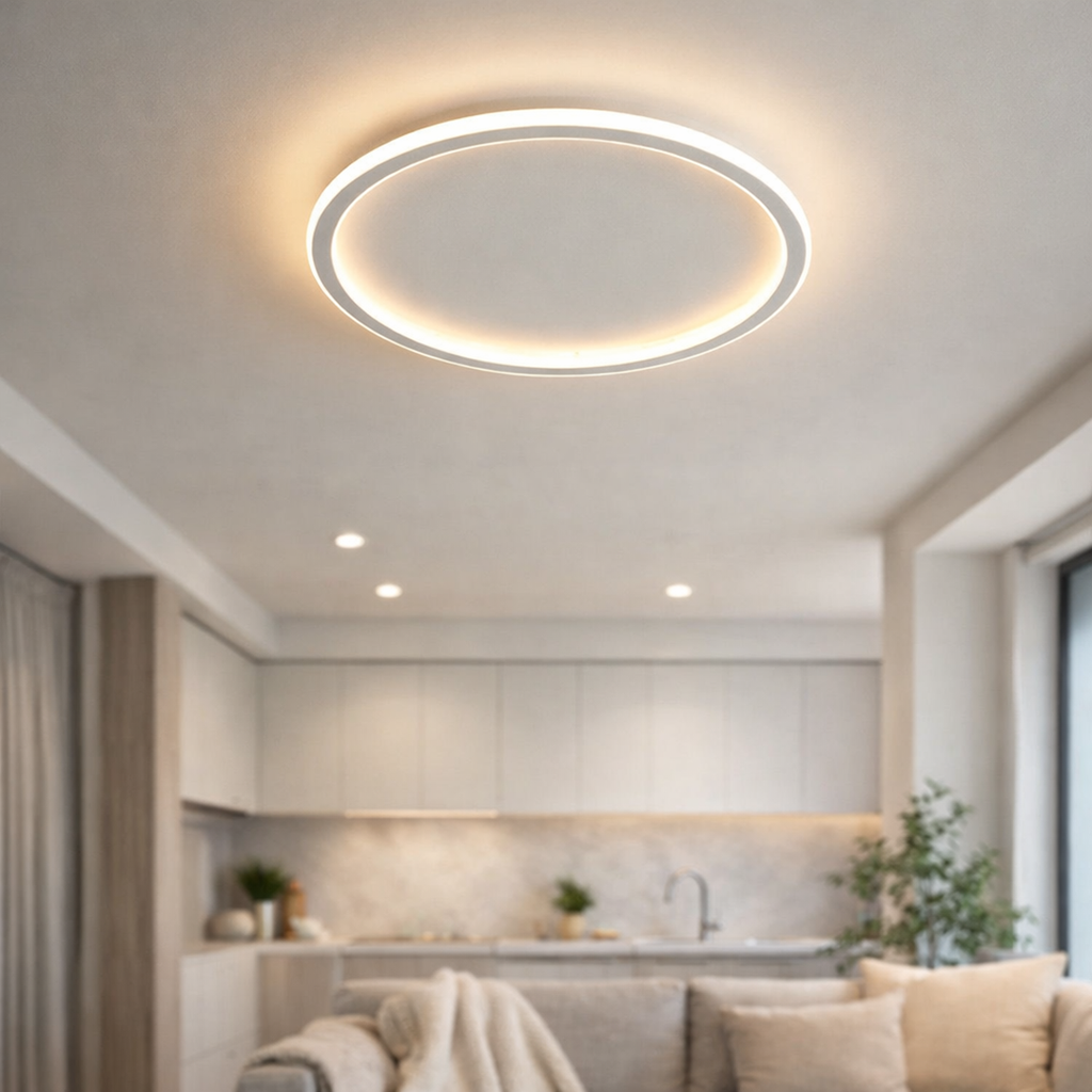 Frosted Glass Round Ceiling Lamp – Scandinavian Minimalist Soft Ambient Light