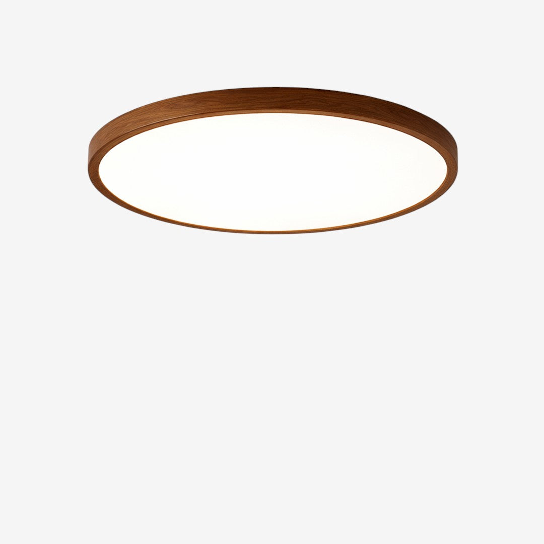 Dark Wood Grain Ceiling Lamp – Round Diffuser Minimalist Natural Design