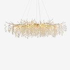 Glass Chandelier – French Style Gold Branch Design With Crystal Leaf Details