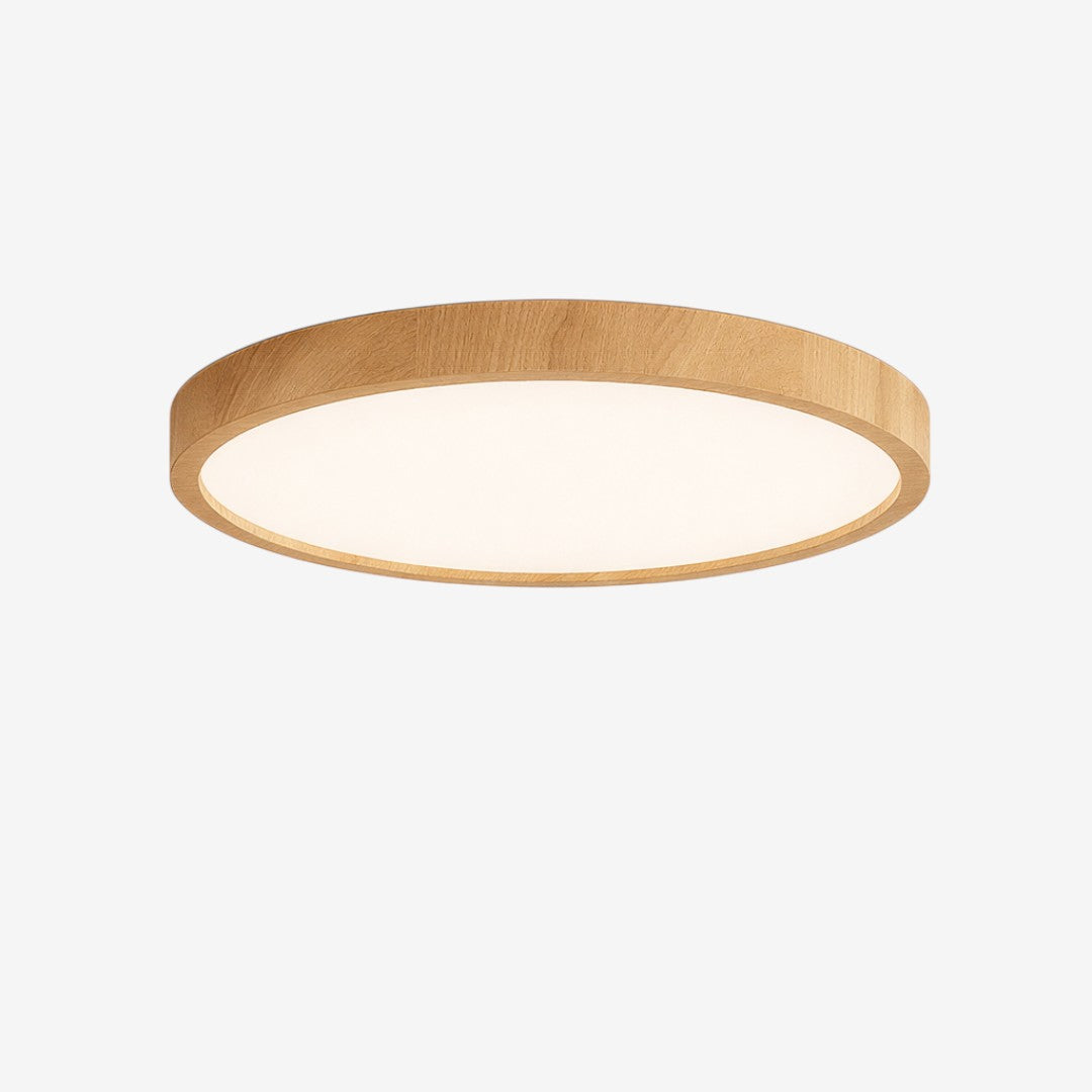 Wood Grain Ceiling Lamp – Round Minimalist Natural Finish Design