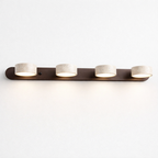 Travertine Wall Lamp – Minimalist Bathroom Vanity Design With Wood Accent