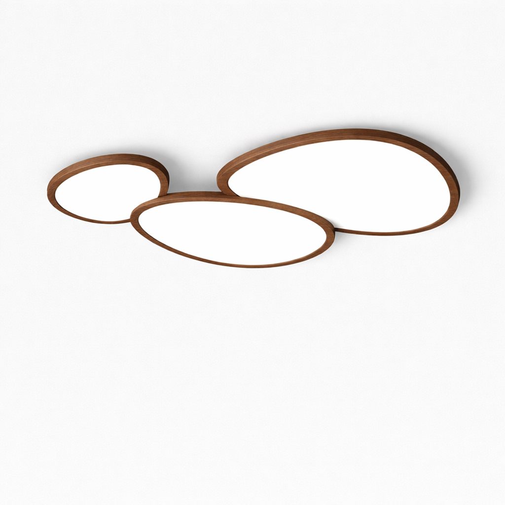 Ultra Slim Dark Wood Ceiling Lamp – Minimalist Natural Panel Design