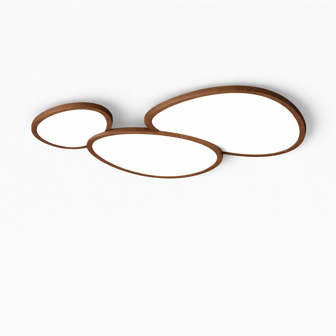 Ultra Slim Dark Wood Ceiling Lamp – Minimalist Natural Panel Design