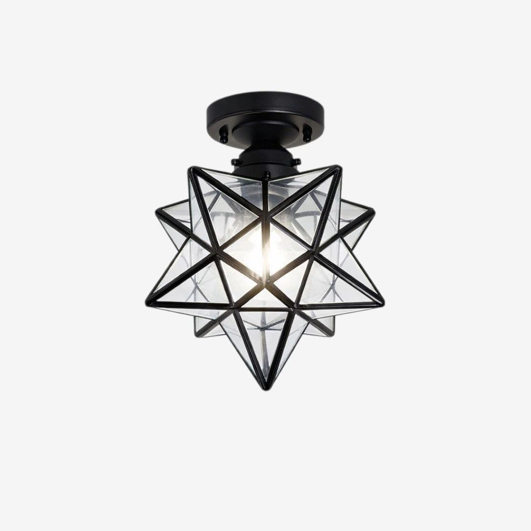 Star Shaped Ceiling Lamp – Geometric Sculptural Design With Gold Accents