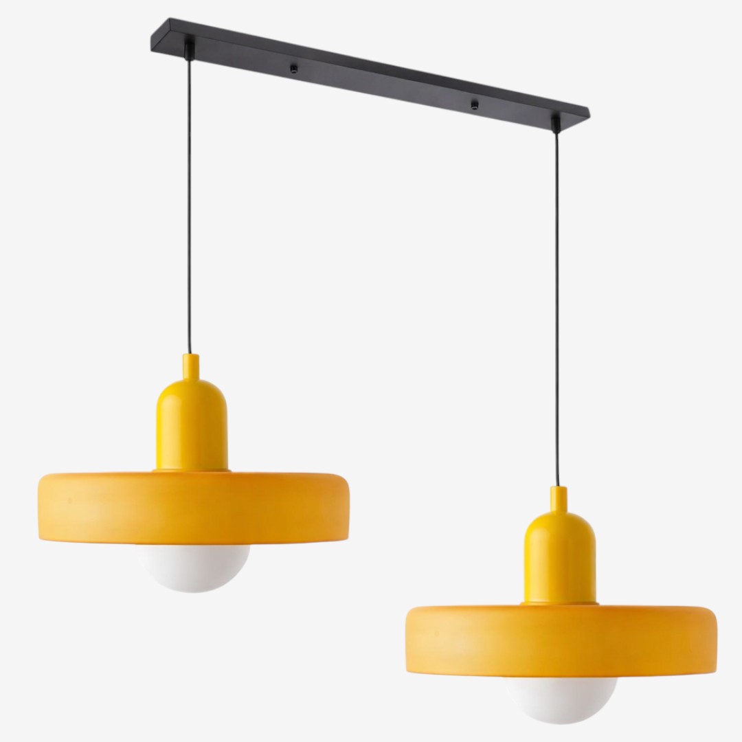 Double Glass Pendant Lamp – Retro Inspired Modern Dining Table Design