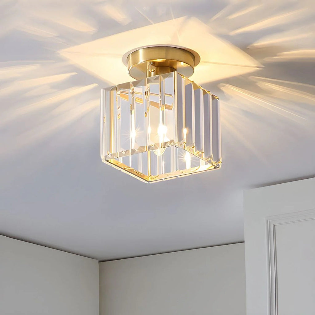 Crystal Metal Cube Ceiling Light