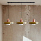 Triple Glass Pendant Lamp – Retro Inspired Colorful Dining Table Design