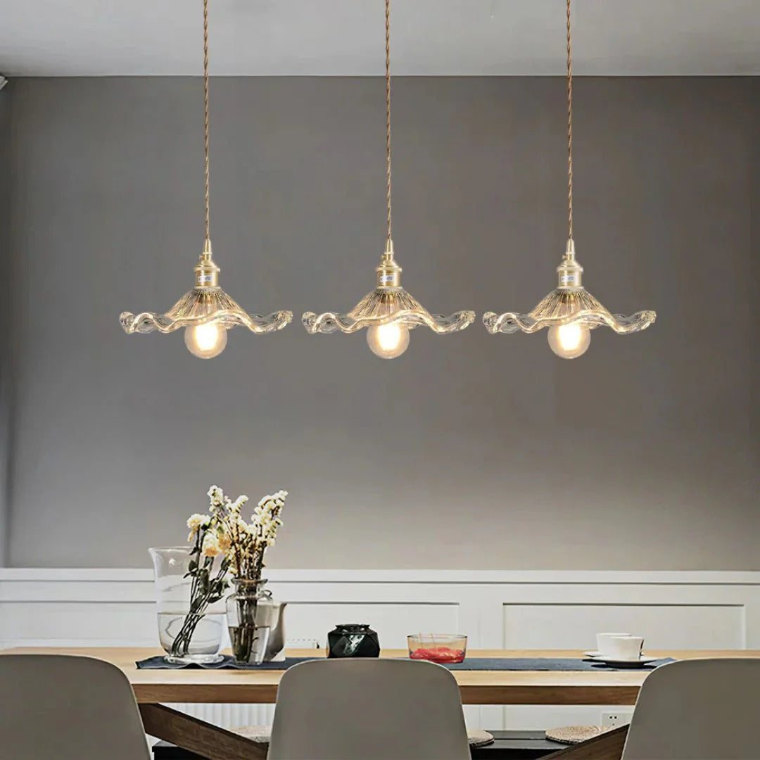 Vintage Floral Glass Pendant Light