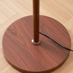 Amber Glass Floor Lamp – Retro Style With Walnut Wood And Metal Base